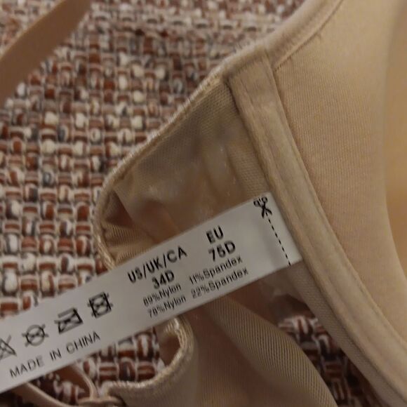 New 34D Full Coverage Beige Latice Underwire Bra - Picture 5 of 5